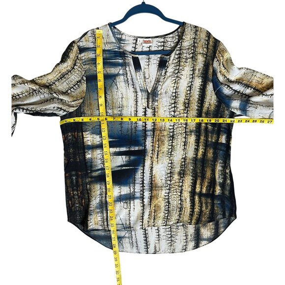 Tianello Blue Multicolor Silk Abstract Print Tunic Blouse Size Large - Picture 13 of 13